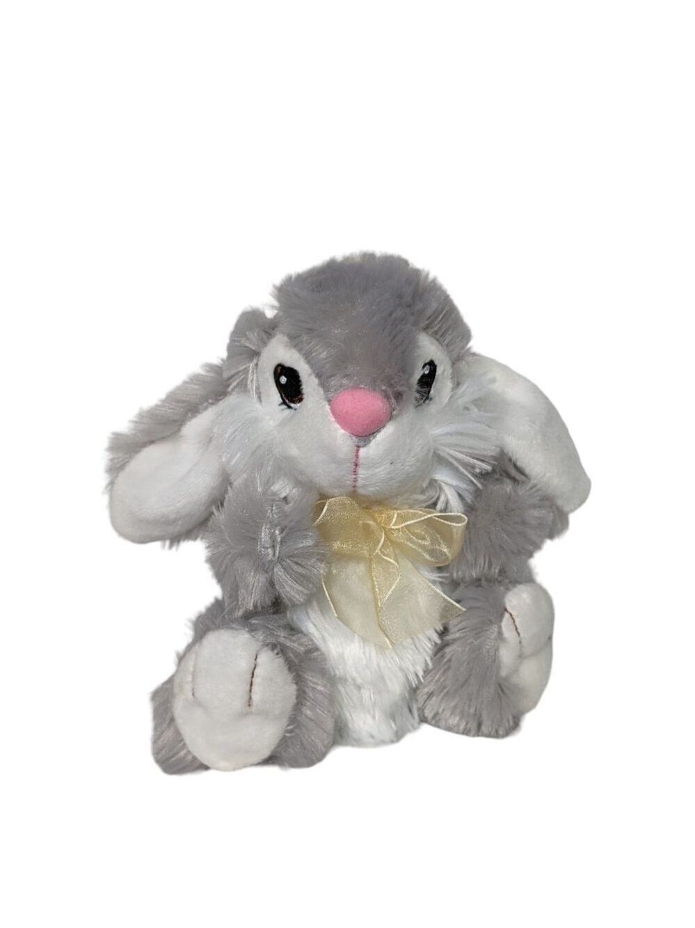 Dan Dee Gray White Bunny Plush Stuffed Animal 7.5 Inch